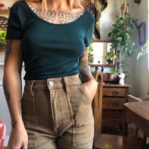 Wild Fable teal ribbed scoop neck tee XS-M fit